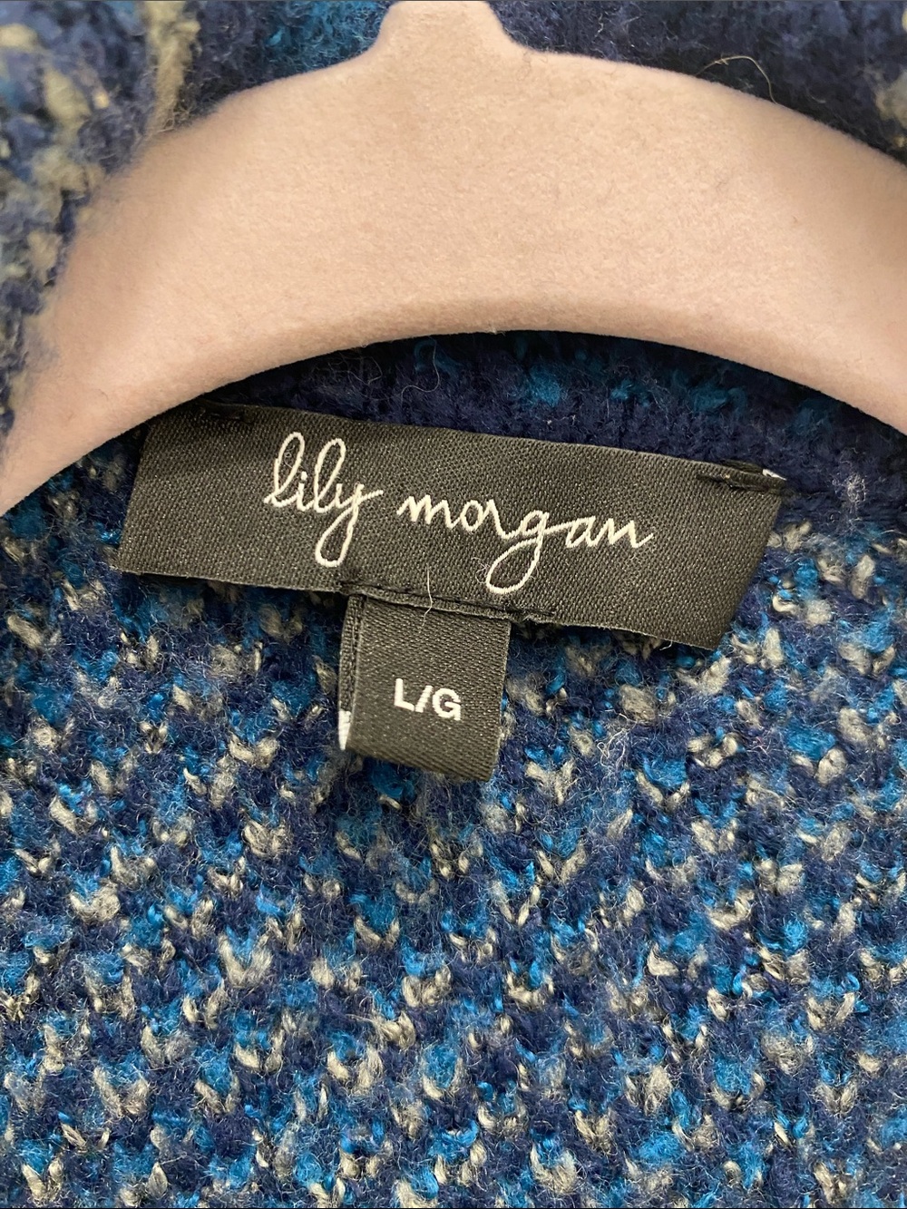 Lily Morgan L Blue Gray Plaid Open Front Coatigan | Oversized Chunky Knit - Picture 2 of 11